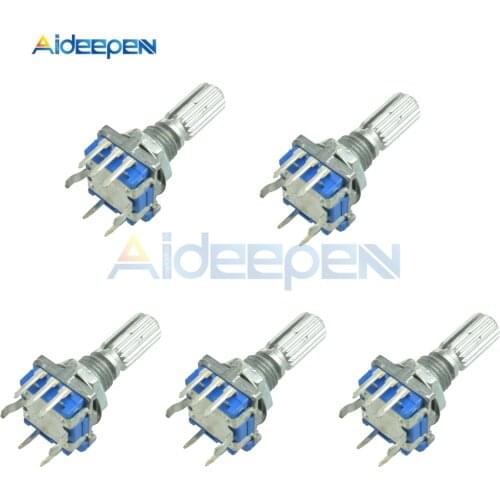 5pcs/lot EC11 Rotary Encoder Code Switch Audio Digital Potentiometer with Switch 5Pin Handle Length 20mm