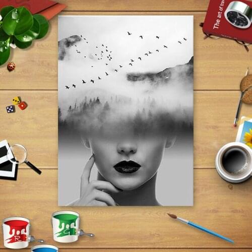 CHENISTORY Paint By Numbers Black And White Girl For Adults Children Figure Picture Drawing On Canvas DIY Handpainted Oil Pain