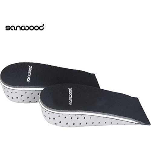 Hot New 1Pair Unisex 2.3-4.3cm Memory Foam Height Increase Half Shoe Insoles Inserts