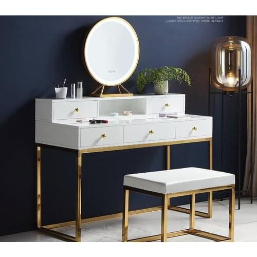 Dresser Nordic ins Lighted Makeup Table Bedroom Simple Postmodern White Paint Internet celebrity Makeup Table