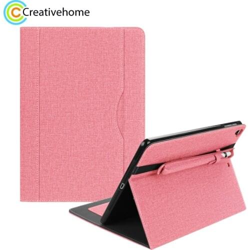 Cloth Pattern PU Case for iPad 9.7 inch (2018) & (2017) & (2016) & for iPad Air 2 & for iPad Air with Card Slot & Pen Groove