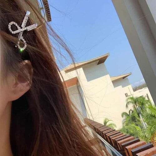 Creative Scissors Shape Women Lady Girls Hair Clip Delicate Shiny Hair Pin Crystal Hair Barrette Hair Accessories