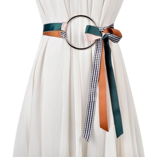 Johnature Women Fashion Waist Belt 2021 Summer New Sweet Great Circle Patchwork Women Belts