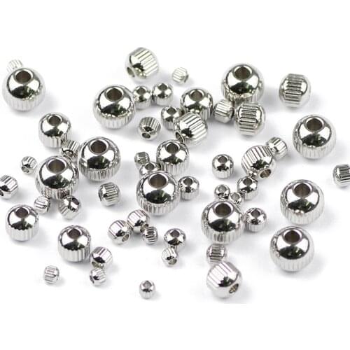 JHNBY 200pcs Stainless steel Spacer beads ball 3/4/6/8MM Gear Metal Round Loose beads for Jewelry bracelets making DIY Findings