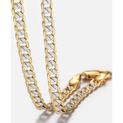 4mm Mens Womens Chain Flat Hammered Curb Cuban Gold Filled Necklace Wholesale Fashion Jewlery Dropshipping HGN64