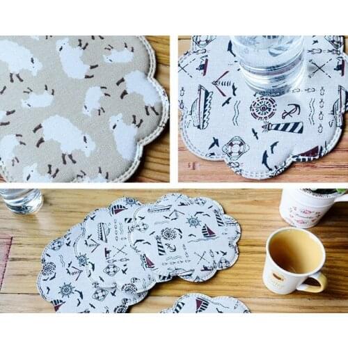 4pcs/lot Pastoral Linen Cotton Coaster Placemat Dining Table Mat Cup Coaster Eco-friendly Heat Insulation Pad Table Deco OK 0454