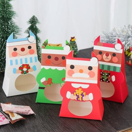 Ferimo 40pcs Creative cartoon candy biscuits gift box with window party Christmas favor decoration paper boxes