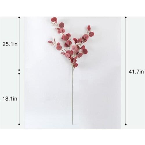 5PCS 106cm Wedding Faux Leaf Branch Simulated Eucalyptus Vase Branch Greenery Branch