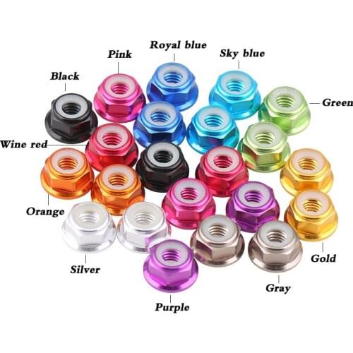 5Pcs M2 M3 M4 M5 M6 Flange Anti-loose Nut Aluminum Alloy Hex Nuts Aluminium Profile Connectors Tools 11 Color Optional
