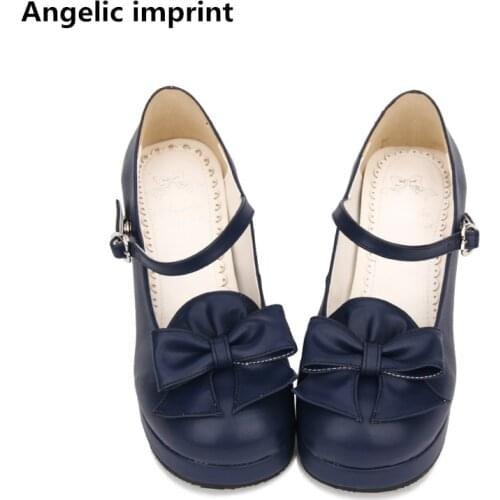 Angelic imprint woman mori girl lolita cosplay shoes lady high heels pumps women princess dress party shoes 6.5cm 33-47 BOWTIES