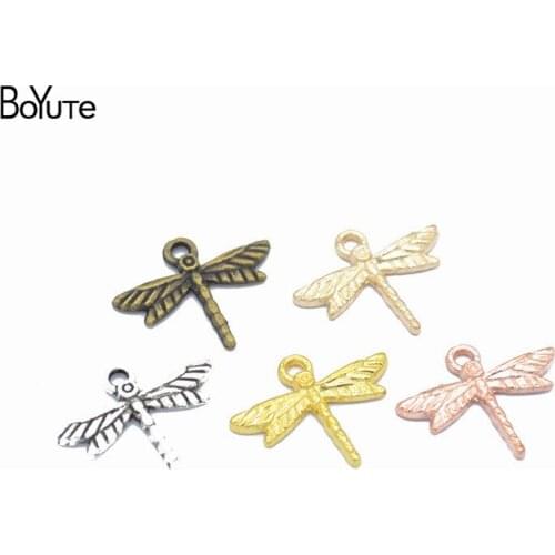 BoYuTe Wholesale (80 Pieces/Lot) Metal Alloy 19*16MM with 2MM Hole Dragonfly Charms for Jewelry Making Diy Accessories