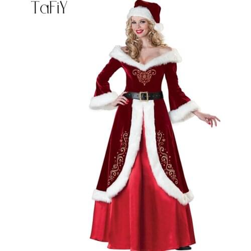 TaFiY Brand New Women Christmas Halloween Costume Long Sleeve Fancy Dress Christmas Cosplay Party Costume For Adult 3pcs set