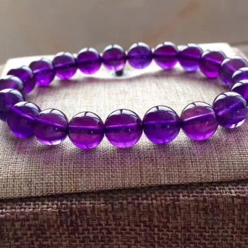 Natural Purple Amethyst Quartz Crystal Beads Stretch Bracelet AAA 10mm crystal