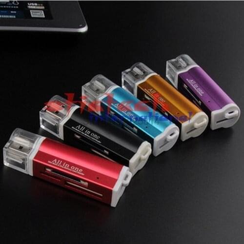 By dhl or ems 1000pcs High Quality USB 2.0 All in 1 Multi Memory Card Reader for T-Flash MMC TF M2 Memory Stick