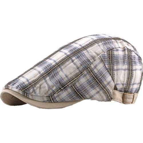 Men Seasons Cotton Beret Hat Women Plaid Casual Cap Newsboy Detective Waiter Chef Restaurant Worker Painter Artist Gorra