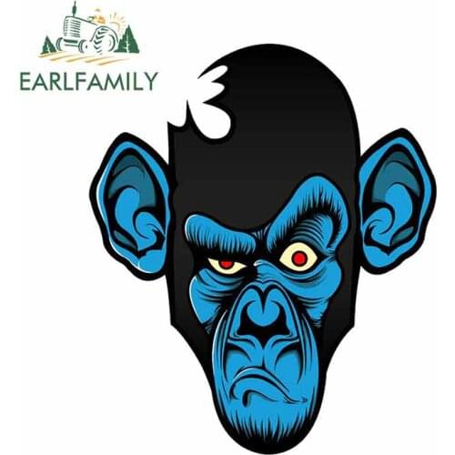EARLFAMILY 13cm x 10.9cm BADASS Monkey Anime Car Stickers Window Car Bumper Decal Waterproof Car Styling Funny Animal Decoration