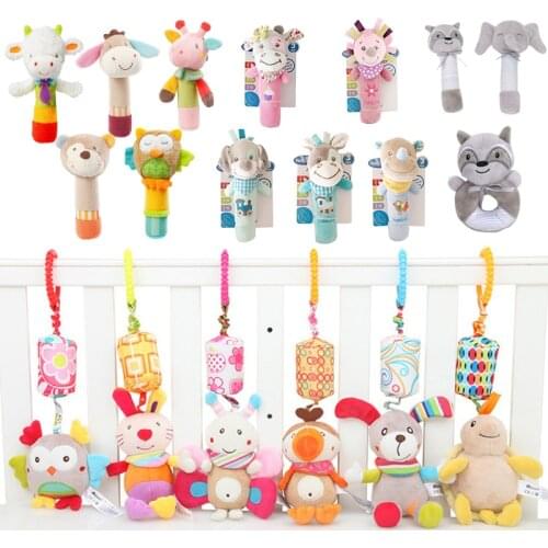 Newborn Baby Toys 0-12 Months Rattle Toy Cartoon Animal Plush teether Toy Toddler Early Educational Toys bed hanging hand bell