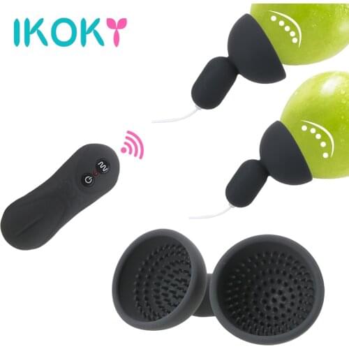 IKOKY 16 Speed Nipple Sucker Vibrator Suction Cup Chest Masturbator Breast Pump Nipple Massager Enlargement Sex Toy for Woman
