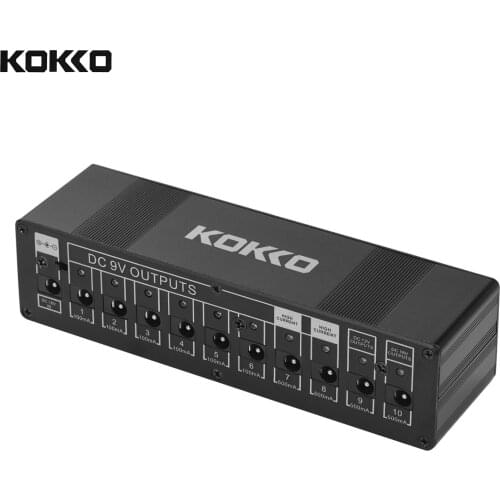 KOKKO Compact Guitar Effect Power Supply Station Distributor 10 Isolated DC Outputs 9V/ 12V/ 18V with Short Circuit/ Overcurrent