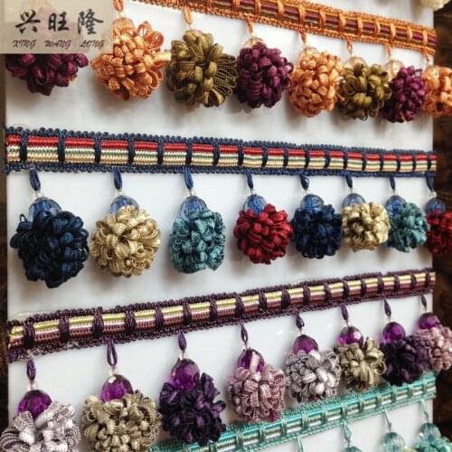 XWL 10M/Lot Flower Curtain Lace Accessories Polyester Tassel Fringe Trim Ribbon DIY Sewing Home Textile Decor Curtain Fabrics