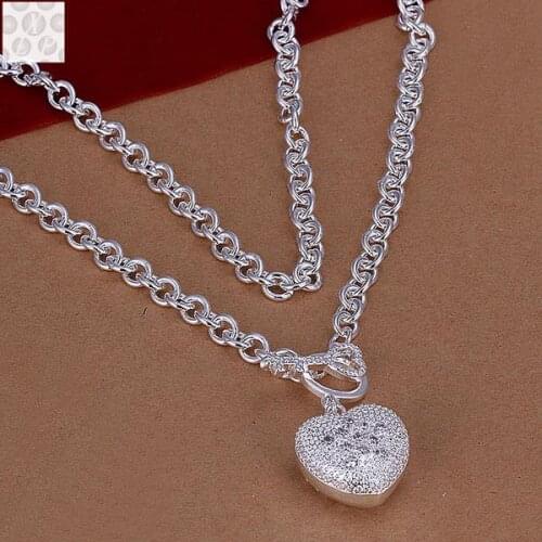 Sales N925 sterling Silver color trade best-selling classic beauty ladies necklace, love Valentines Day gift ladies necklaN022