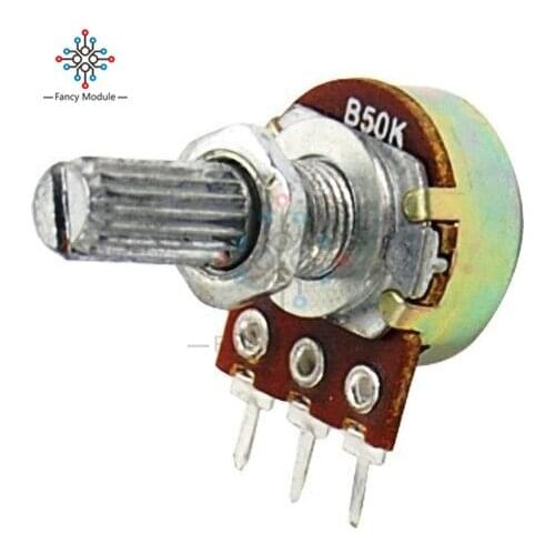 10Pcs B50K 3Pin Linear Potentiometer 10mm Knurled Shaft Rotary Potentiometers 50K Ohm With Nuts And Washers