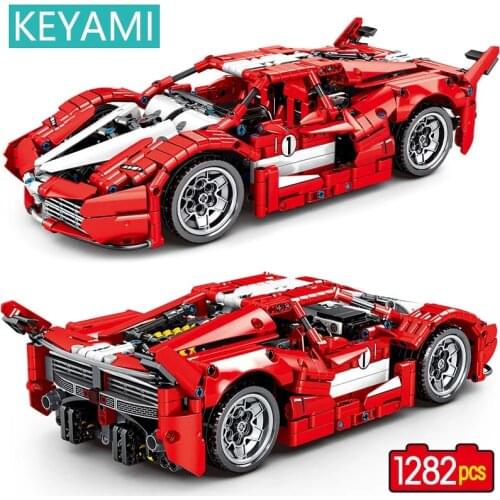 KEYAMI Mechanical Supercar Racing Car Moc Bricks Creator Racer Sports Toys For Boys Car model building blocks