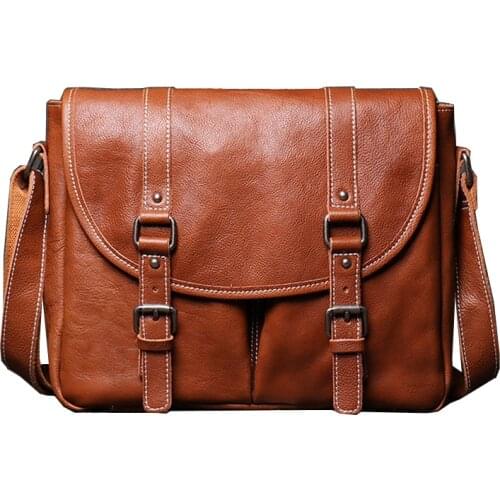 New Shoulder Bags Genuine Leather Men Briefcase Top Real Leather Mens Messenger Bag Male Laptop Bags Business For A4 document