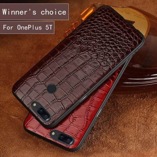 Genuine Leather Brand crocodile pattern soft case for OnePlus 5T phone shell 390-degree all-inclusive For OnePlus 5 phone case