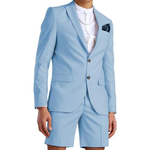 New Style Tailor Made Fashion Handsome Men Suits Big Size Slim Fit Tuxedos Sky Bule Blazer Wedding Dinner Party Male Clothing