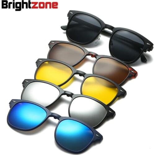 Brightzone Fashion 5+1 Suit Multi Function Men Magnetic Clip Sunglasses Women Magnet Eyeglasses Optical Myopia Glasses Polarized