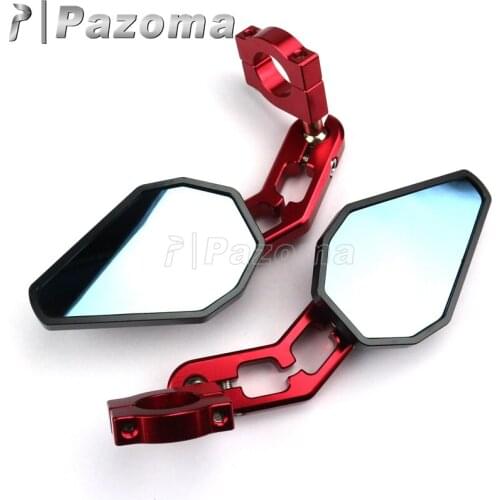 PAZOMA Supermoto Motorcycle aluminum Universal Red Mirror For All motorbike with handebar 1" and 7/8"