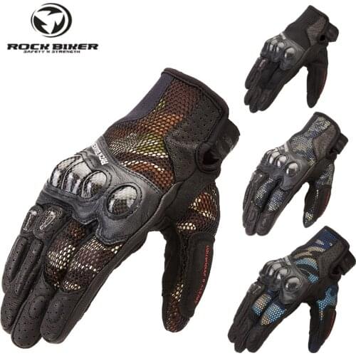 Breathable Motorcycle Gloves Men Carbon Fiber Protection Touch Screen Perforated Motocross MTB Gloves Summer Scooter
