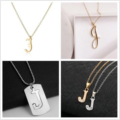 Gift Family mom name Initial Letter J monogram alphabet Stainless steel alloy 26 English word sign pendant Necklace jewelry