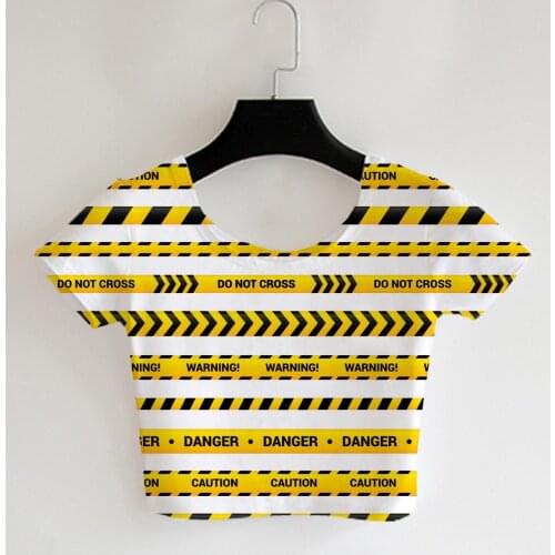 Custom Made Do Not Cross Sublimation Print Milk Silk Crop Tops