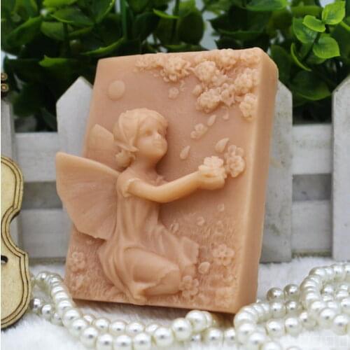 Silicone Soap Mold Handmade Food Mold Flower Fairy Holding Flowers Molds DIY Soaps Mould Aroma Stone Moulds Silicone Rubber PRZY