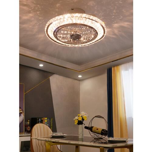 LED Light Luxury Crystal Ceiling Fans Modern Living Room Modern Minimalist Restaurant Negative Ion Ceiling Ceiling Fan Lights