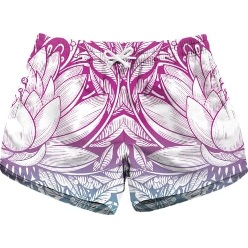 New Vintage Floral Women Workout Running Shorts 3 Patterns Pink Lotus Print Harajuku Summer Bottoms