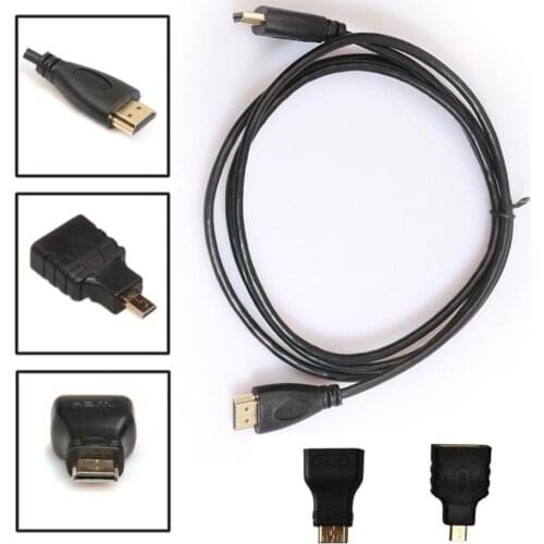 1.5m Multifunction HDMI Cable 3in1 High Speed HDMI to Mini Micro HDMI Adapter Cable For PC Tablet DVD Camera HDTV Phone ETC A3