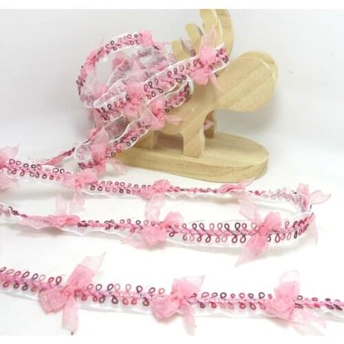 2 Yards Chiffon Bow Woven Rococo Ribbon Trim on Chiffon Ribbon|Decorative Floral Ribbon|Scrapbook Materials|Clothing|Decor|Craft
