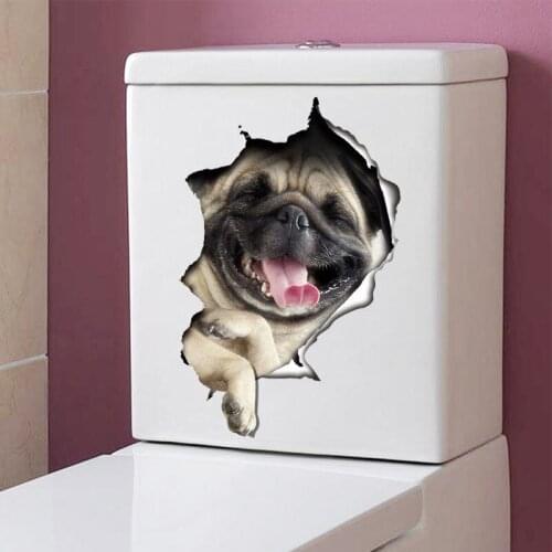 Cute 3D Puppy Dog Removable Wall Sticker PVC Mural Art Decal Bathroom Refrigerator Toilet Stickers Home Decor