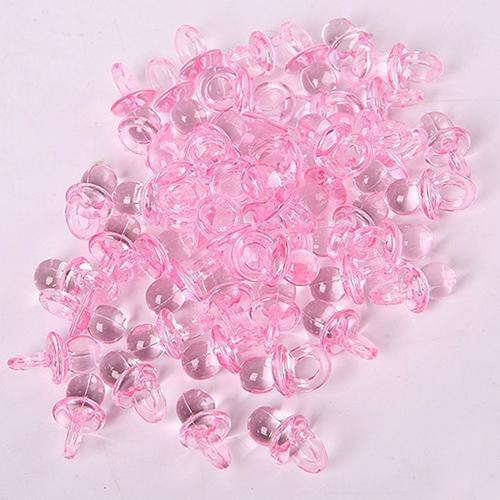 50pcs Pink Mini Pacifiers Baby Girl Boy Nipple Shower Party Favor Cake Decoration