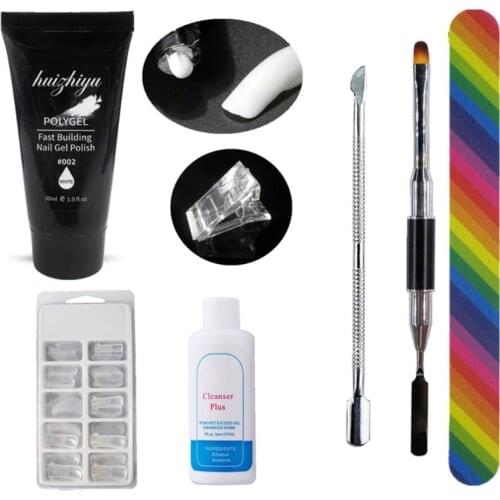 7Pcs Poly Nail Extensions Gel Kits Nail Molds Pusher Clip Light Therapy Palette Pen Set Manicure Tools