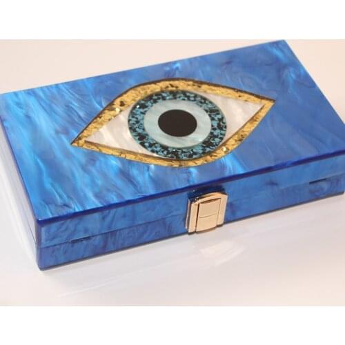 Acrylic Women Evening Bag Ladies Shiny Evil Eye Clutch Bag Elegant Gold Color Handbags Messenger Bag Wedding Party Wallet Purse