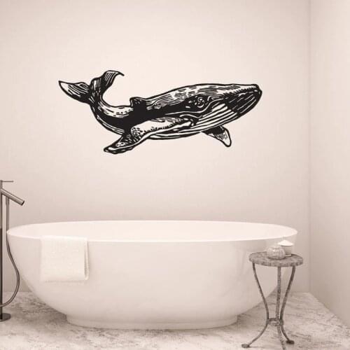 Large Humpback Whale Silhouette Vinyl Ocean Home Decor Wall Sticker Bathroom Wall Decals Removable Murals Wallpaper 4575