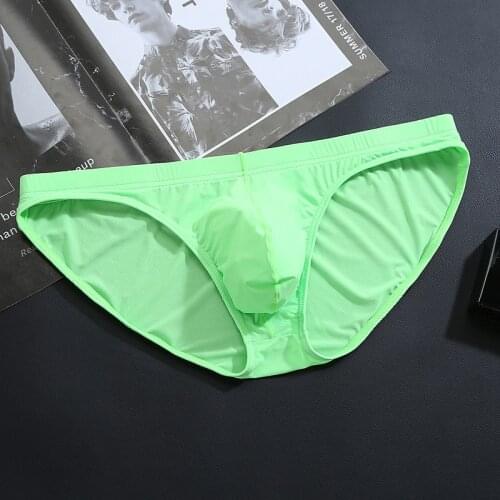 4XL Plus Size Mens Briefs Soft Breathable Silk Sexy Underwear Mens Hot Hips Up Transparent Jockstrap Sexy Colorful Bikini Men