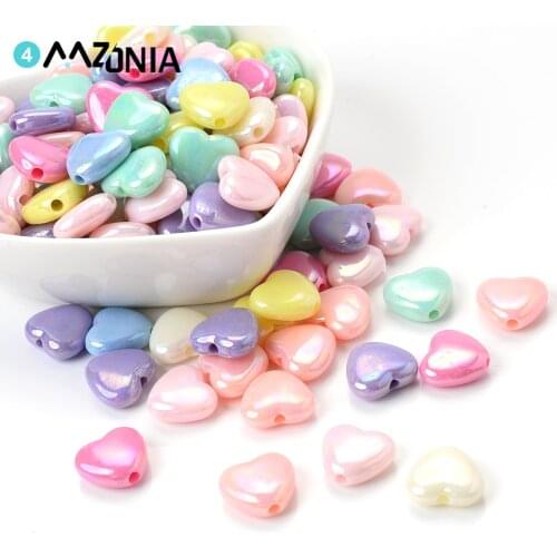50pcs/lot 12mm Colorful Heart Shape Acrylic Beads Candy Color Loose Spacer Beads For Jewelry Making DIY Handmade Accessories