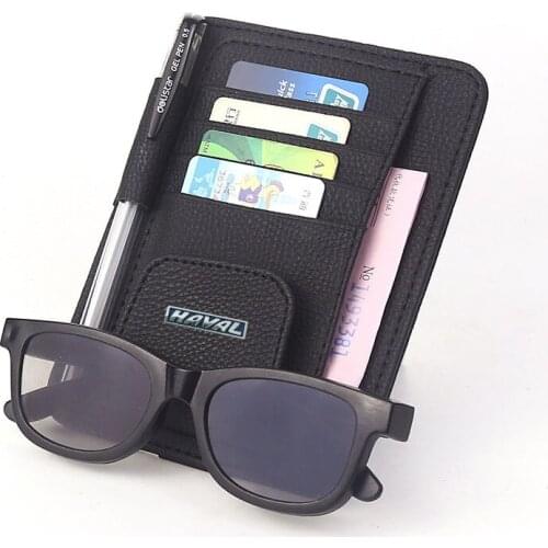 Eye Glasses Card Bill Pen Holder Clip Sun Visor Sunglasses Credit Card Cover With Blue Logo For Haval Free Shipping