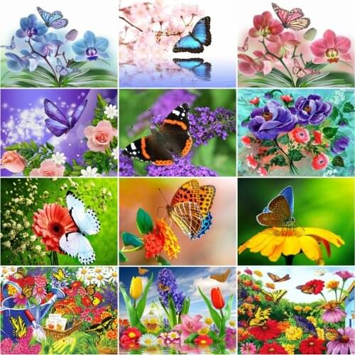 HUACAN Flower Butterfly Oil Painting By Number Wall Art DIY Frame Picture By Numbers Animals Acrylic Canvas For Decoration