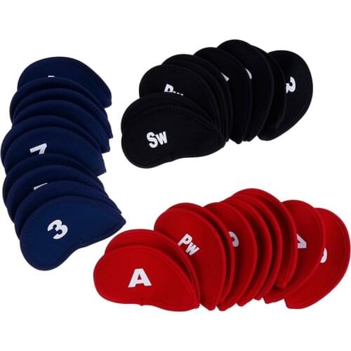 10Pcs/set Number Golf Iron Head Covers Iron Putter Protective Black Window Golf Club Iron Head Protector Golf Accessories